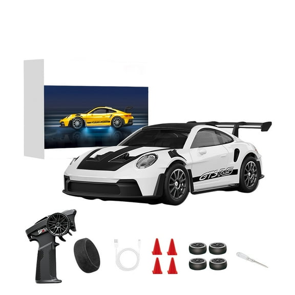 D43 1:43 Scale RC Drift Car with Adjustable Gyro, 2.4G Full Proportional 4WD Alloy Drift Racing Car with LED Lights, EPS Steering System & Silent Bearings for Hobbyist - RTR