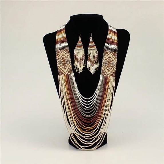 D4500101 Multi Bead Strand Necklace Set , Multi Color