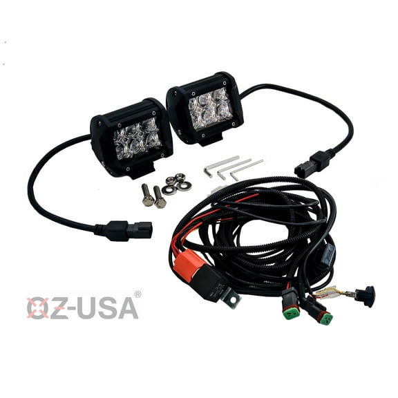 D4D 4" SPOT Beam OZ-USA LED Pair 4D reflector Work Light Bar Black for Off-Road SUV Boat 4WD Jeep