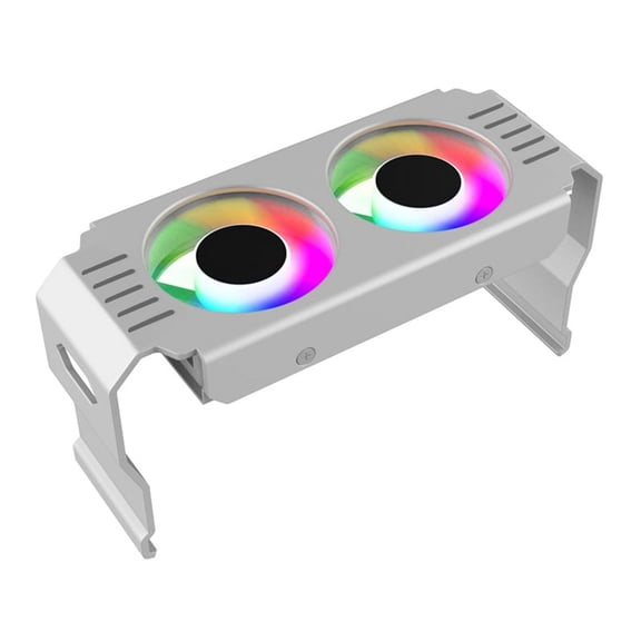 D50 ARGB Sync Heatsink Cooler 4Pin Memory Module Cooling Dual Fans ARGB Light Memory Cooling Cooler Radiator A,1 * Memory Module Radiator,Silver-White