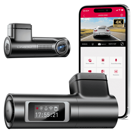 LNDU Car Dash Camera D500 4K UHD WiFi GPS Night Vision 150 Wide Angle 1-Pack