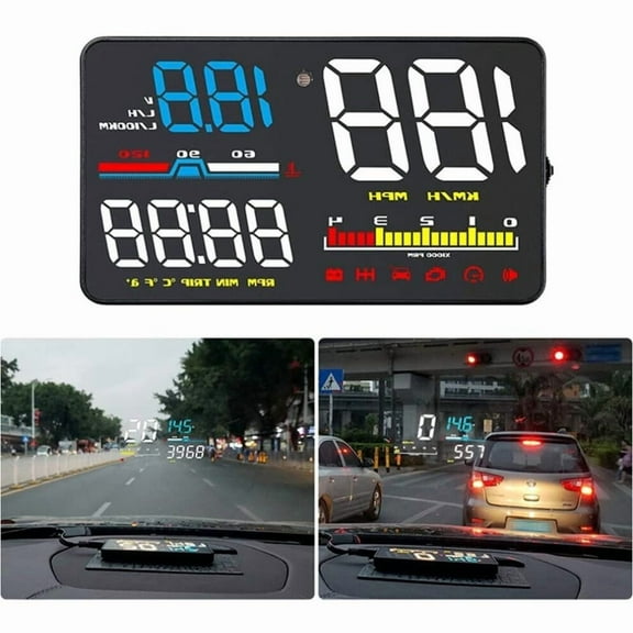 D5000 HUD Head Up Display OBD Film Smart Display Speedometer Temperature Car Electronics Speed Projector On The Windshield Overspeed RPM For Most Vehicles After 2008