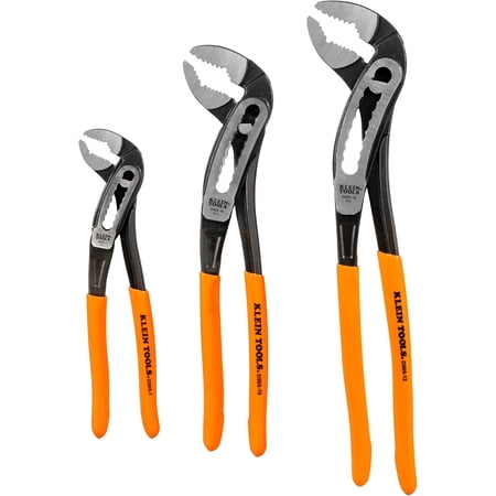 D5053KIT 3-Piece Classic Klaw Pump Pliers Set, 7-Inch, 10-Inch, and 12-Inch Pliers, Compact Design with V-Jaw Hardened Teeth for Maximum Torque