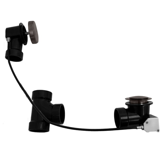 Westbrass 27" Cable Drive Pop-Up Bathtub Drain with Rotary Overflow Knob and Sch. 40 ABS Fittings, Oil Rubbed Bronze