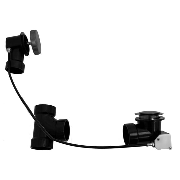 Westbrass 27" Cable Drive Pop-Up Bathtub Drain with Rotary Overflow Knob and Sch. 40 ABS Fittings, Matte Black