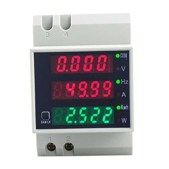 D52-2058 Wattmeter Din Rail Volt Current Meter Power Factor Digital Meter AC80-300V Multi-Function Kwh Hz Meter 0-100A,B