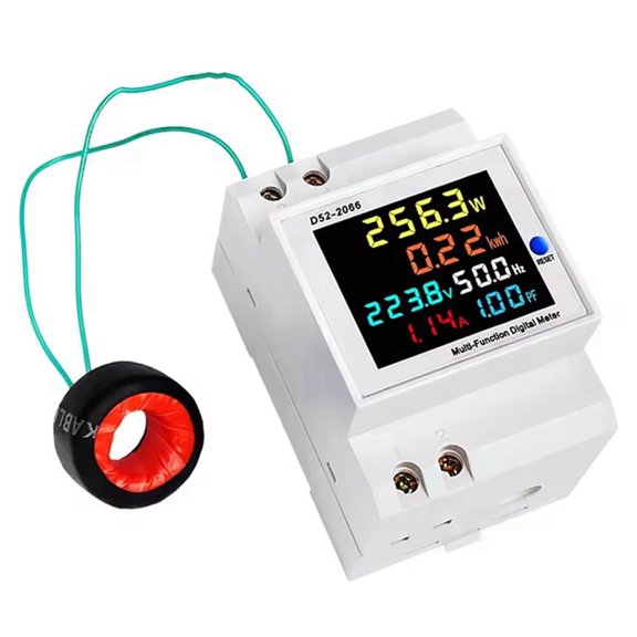 D52-2066  Meter Din Rail Electricity Usage Monitor 100A Voltmeter Ammeter Watt Kwh Frequency Power Meter B