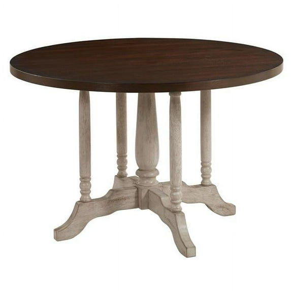 D547-10B-10T 47 x 47 x 30 in. Round Dining Table, White & Gingerbread