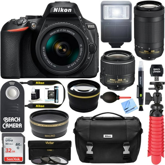 D5600 24.2MP DSLR Camera AFP 18-55mm VR, 70-300mm ED Lens Bundle Compatible with Nikon Incl Camera, Lenses and More