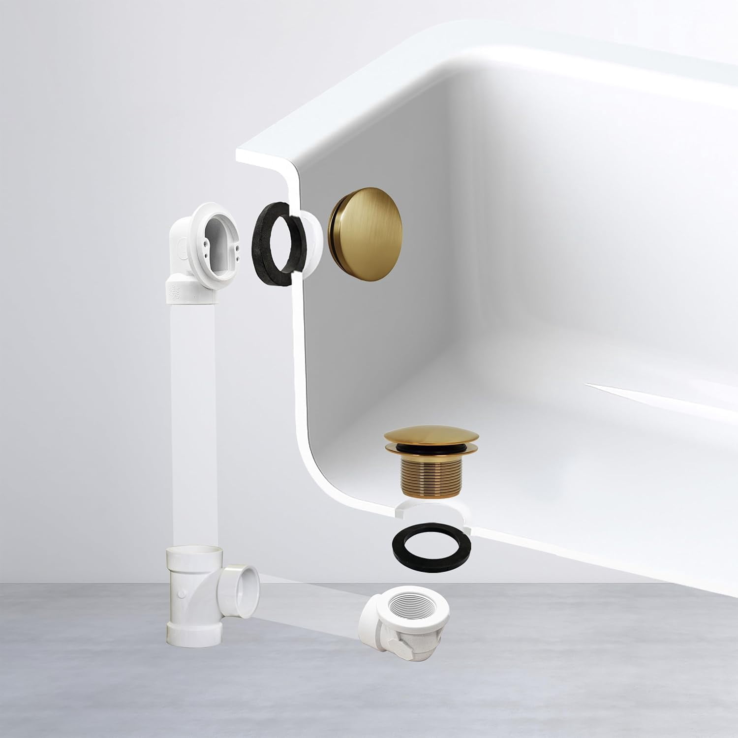 Prk Pvc D593PRK-18 Plumber's Pack Bath Waste Assembly with Tip-Toe Drain Plug ...