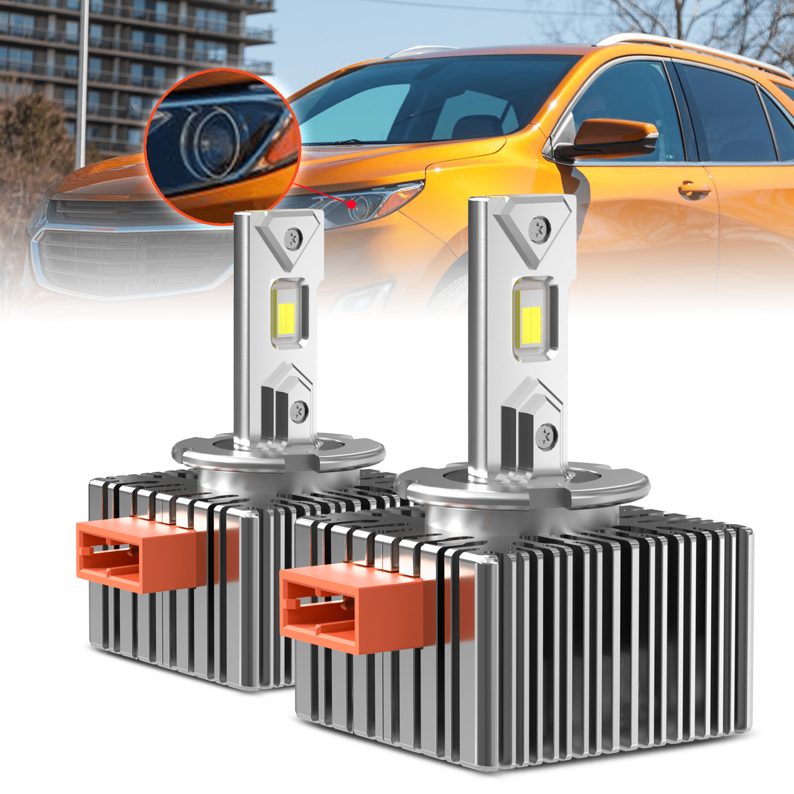 D5S For Chevy Equinox HID Headlight Bulbs 2018 2019 2020 2021, LED High Low Beam Lights, 35W 6000K Cool Bright White, 2 Pack