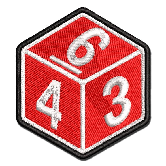 D6 6 Sided Gaming Gamer Dice Critical Role Applique Multi-Color Embroidered Iron-On Patch - 2.5 Inch Small