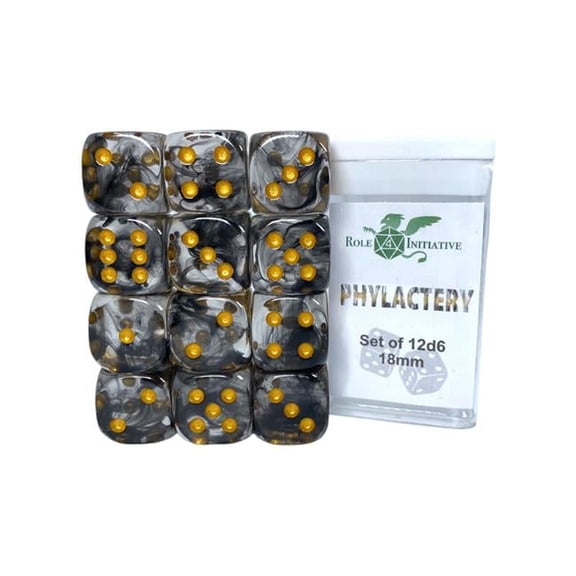 D6 Cube 18 mm Diffusion Phylactery Dice - Set of 12