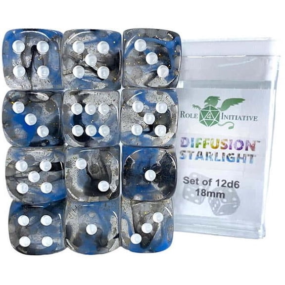 D6 Cube Dice Set - 18 mm Diffusion Starlight 12