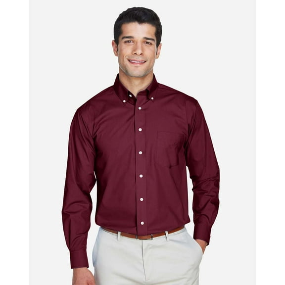 Devon & Jones D620 Men's Crown Collection Broadcloth Woven Dress Shirt-Burgundy-S