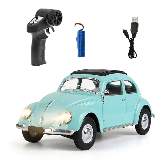 D62MINI Retro Remote Control Car, 1:16 Scale Mini Vintage Simulation Beetle RC Drift Car with LED Lights, Ideal for Retro Model Enthusiasts