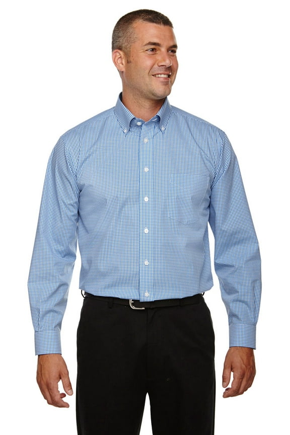 D640 Men's Crown Collection Gingham Check - French Blue - 2X-Large