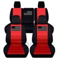 thumbnail image 1 of D6N-1-Designcovers Fits 2013-2018 Jeep Wrangler JK 4door Cotton Seat Covers With America Flag Design:Black and Red- Full Set, 1 of 5