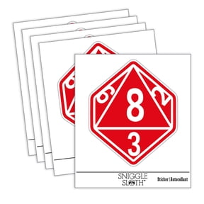 D8 8 Sided Gaming Gamer Dice Critical Role Car Window Bumper Water Bottle Phone Tablet Laptop Waterproof Vinyl Decal Sticker Set 5-Pack - Gloss Finish - 3.0"