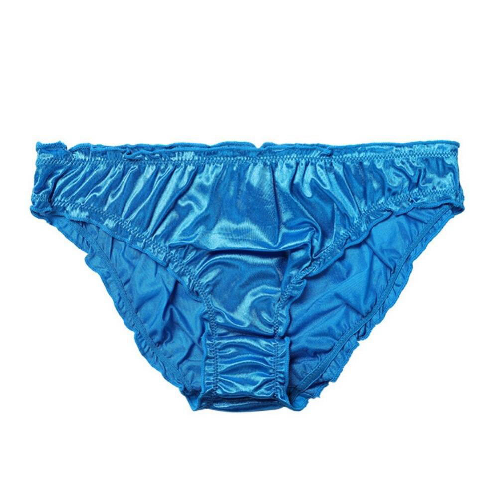 D8 Satin Panties For Women Low Waist Ruffle Milk Silk Sexy Underwear Comfortable Bikini Briefs