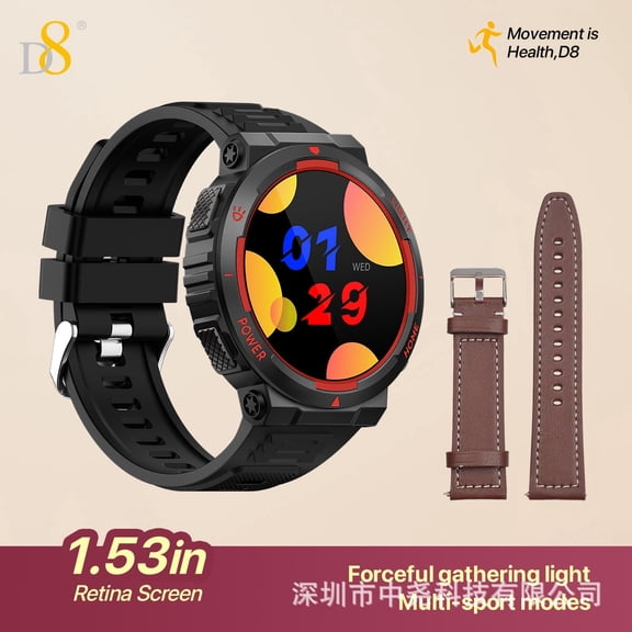 D8 Smart Watch All-Metal Body 1.53 Inch High Bright HD Full Touch Screen 3ATM IPX8 Swim Waterproof Smartwatch