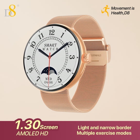 D8 Smart Watch for Women(Call Receive/Dial), Fitness Tracker Waterproof Smartwatch for Android iOS Phones 1.3" HD Full Touch Screen Digital Watches with Heart Rate Sleep Monitor Pedometer