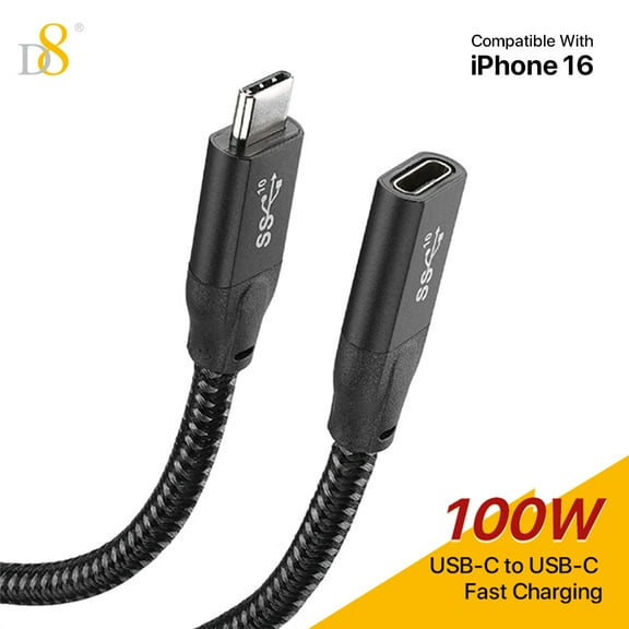 D8 USB 3.1 Type-C Male to female extension cable ,SuperSpeed USB 10Gbps,Enjoy 4K Uitra HD Content for iPhone15/15Puls/15Pro/15Pro Max MacBook Pro Air/2020/2019/2018/2017/2016/IPad Air 4/5