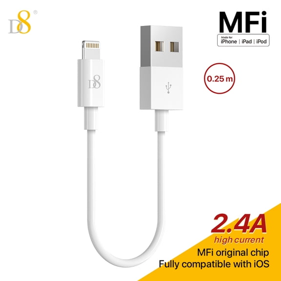 D8 USB A To Lightning Cable 2.4A Fast Charging QC Quick Charge [MFi Certified] Lightning Cable, iPhone Charger Cord Fast Charging Cable Compatible iPhone  14/13/12/12 Pro Max/11/11Pro/XS/Max/XR /X/8
