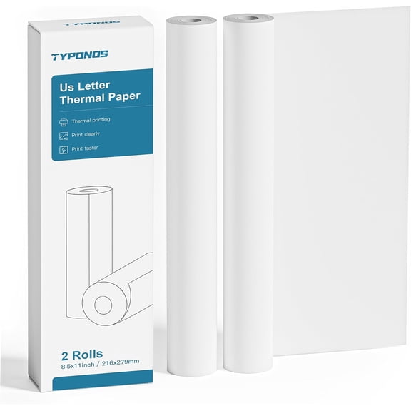 D820 Thermal Printer Paper 8.5 x 11 Inch, Continuous Thermal Paper Roll, US Letter Size printing paper Compatible with D820 Portable Printer, 2 Rolls