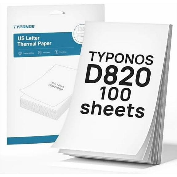 D820 Thermal Printer Paper 8.5 x 11 Inch US Letter Size, Advanced Thermal printing Paper Compatible with D820 Portable Printer, 100 Sheets