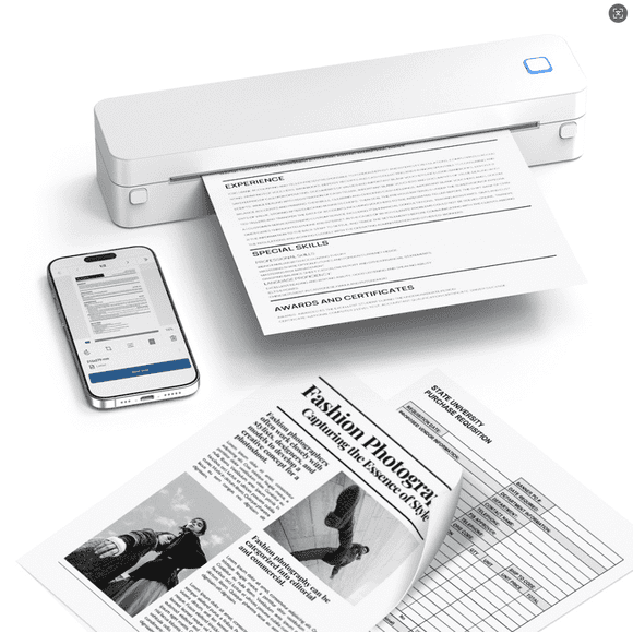 The D830 portable wireless printer is ideal for inkless printing, perfect for travel and office use. Compatible with iOS, Android, and laptop devices.
