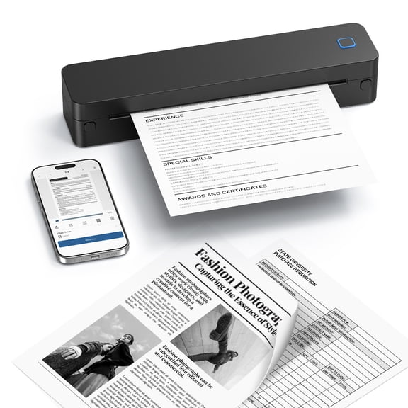 D830B Wireless Thermal Printer Portable for Travel Office School Includes 1 Paper Roll Supports A4 Letter Ink-Free iOS Android Laptop