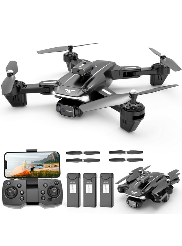 D89 RC Drone with 4K HD Dual Camera for Adults and Kids, FPV RC Quadcopter with Intelligent 3 Sides Obstacle Avoidance, Great Gift for Kids and Adults, 3 Batteries, Black