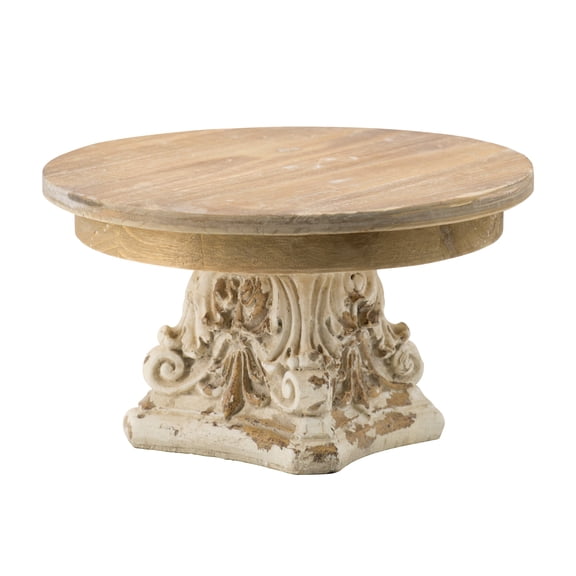 Cutlery Sets D9.5" x 5.5" Cake Stand, Wood Cake Plate with Magnesium Base,Cookware Sets