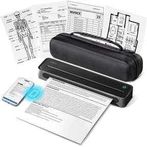 D90E Inkless Portable Thermal Printer with Case 8.5" x 11", Black