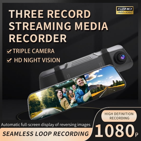D99L 3 Dashcam Mirror Camera WiFi Car Video Recorder  Dash Cam Front and Inside with Rear Camera Full Touch Screen HD 1080P
