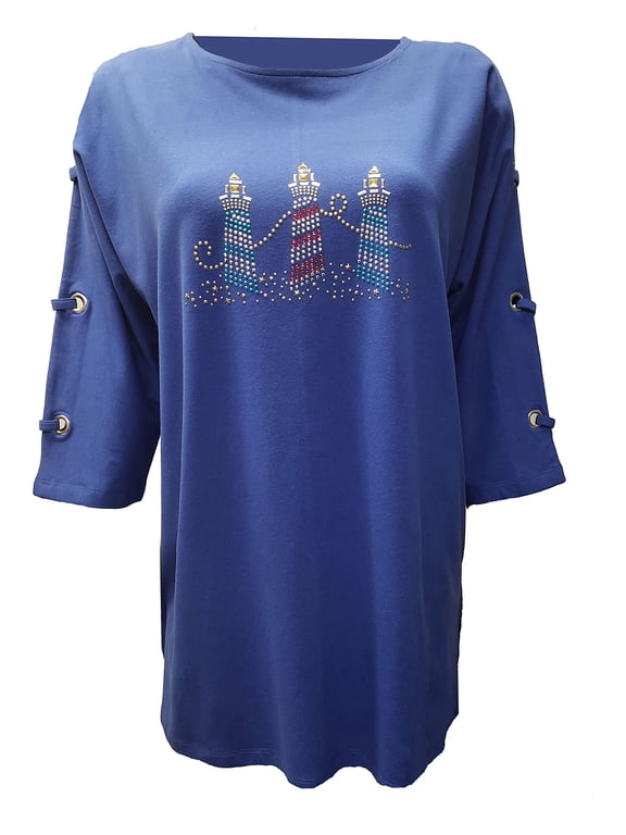 Lighthouse Tunic Royal Blue Grommet Sleeves (2X)