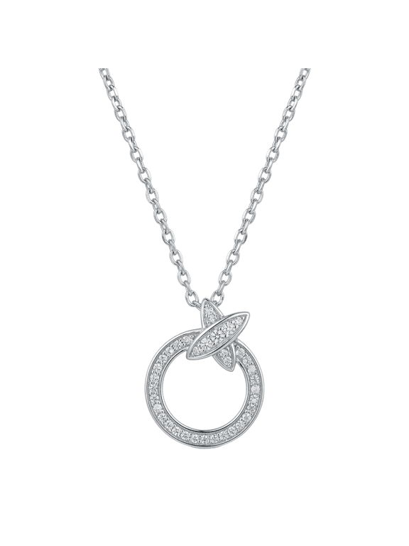 - Elegant Circle Pendant Necklace with Marquise Accent Sparkling Cubic Zirconia Chain Jewelry for Women
