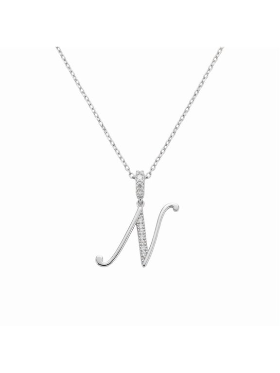 - Elegant N Initial Pendant Necklace for Women Sparkling Cubic Zirconia Letter Charm on Fine Chain, Personalized Jewelry Gift
