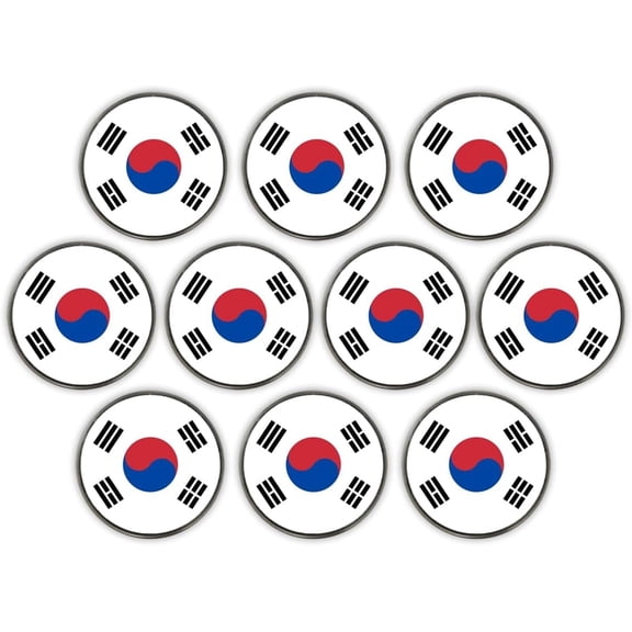 DA VINCI 1 Inch Flag of Countries Metal Golf Ball Markers - Pack of 10 (South Korea)