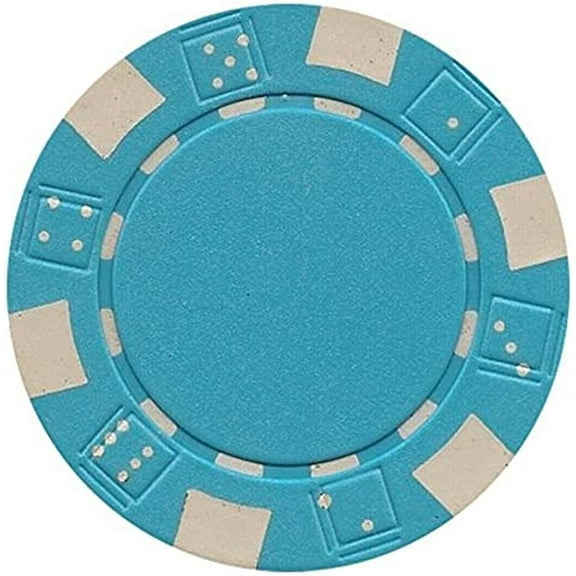 DA VINCI 50 Clay Composite Dice Striped 11.5 Gram Poker Chips, Choose from 11 Colors Light Blue