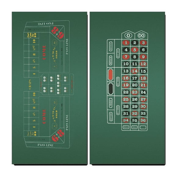 DA VINCI Craps and Roulette 2-Sided Casino Felt Layout 36 Inch x 72 Inch