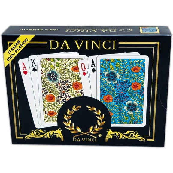 DA VINCI Fiori 100% Plastic Italian Playing Cards Bridge Size Regular Index