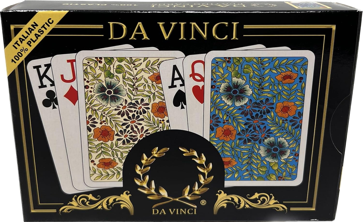 DA VINCI Fiori 100% Plastic Italian Playing Cards Poker Size Large ...