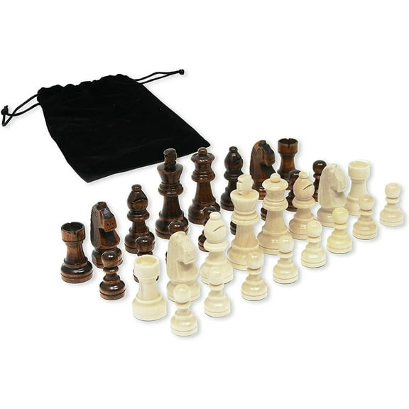 DA VINCI Staunton Wood Chess Pieces 32 Chessmen and Storage Bag (2.5 Inch King)