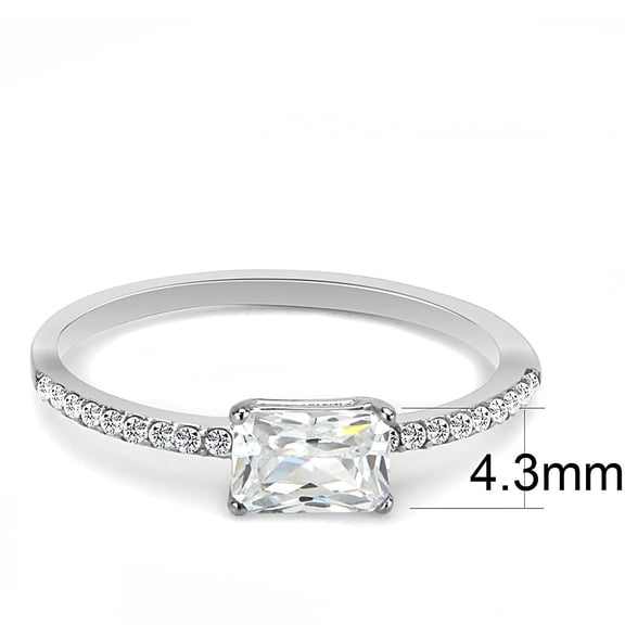 High polished (no plating) Stainless Steel Ring with Cubic in Clear for Women Style DA009