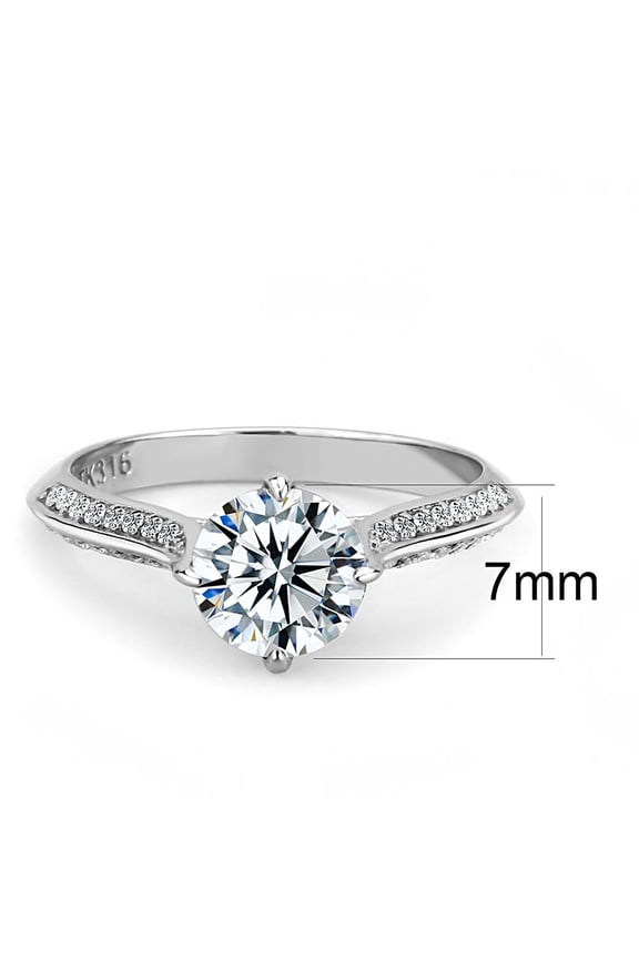 DA036 - High polished (no plating) Stainless Steel Ring with AAA Grade CZ in Clear