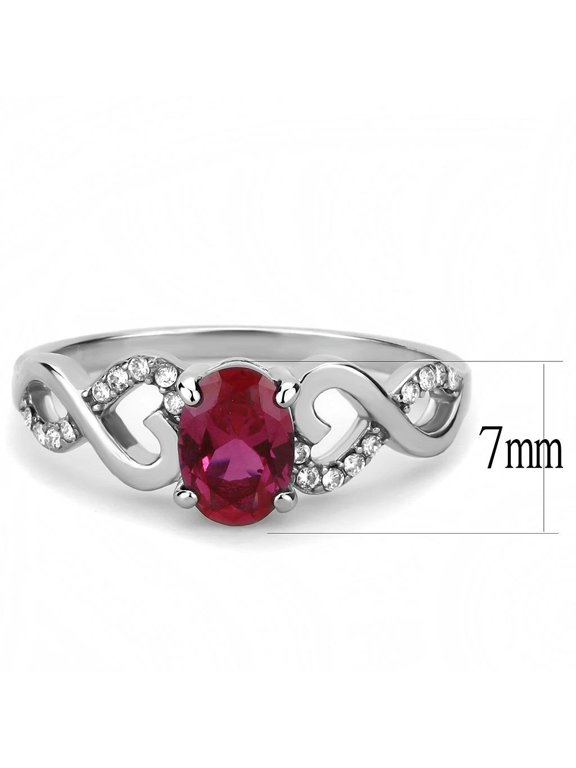 DA119 - High polished (no plating) Stainless Steel Ring with AAA Grade CZ in Ruby