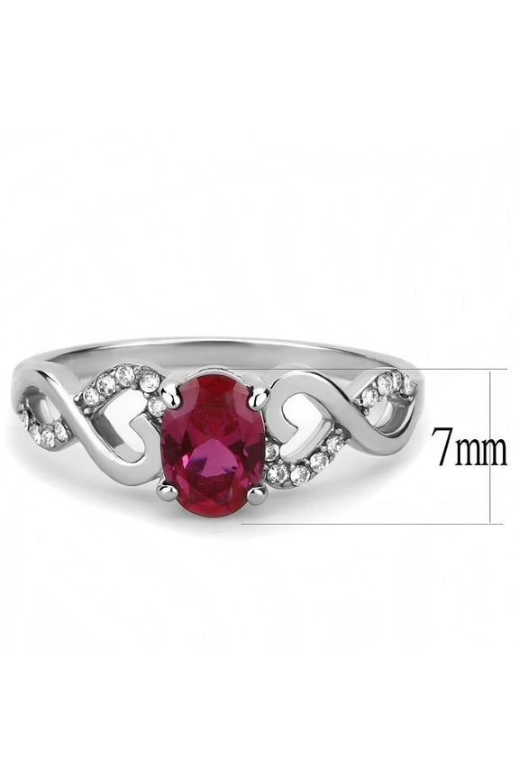 DA119 - High polished (no plating) Stainless Steel Ring with AAA Grade CZ in Ruby