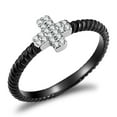 thumbnail image 1 of Two-Tone IP Black (Ion Plating) Stainless Steel Ring with AAA Grade CZ in Clear for Women Style DA127, 1 of 5